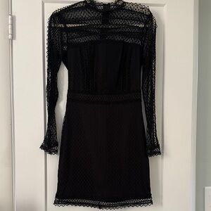 bebe Black Long Sleeve Lace Dress